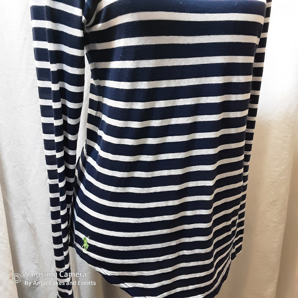 Ralph lauren medblue & white striped long sleeve
